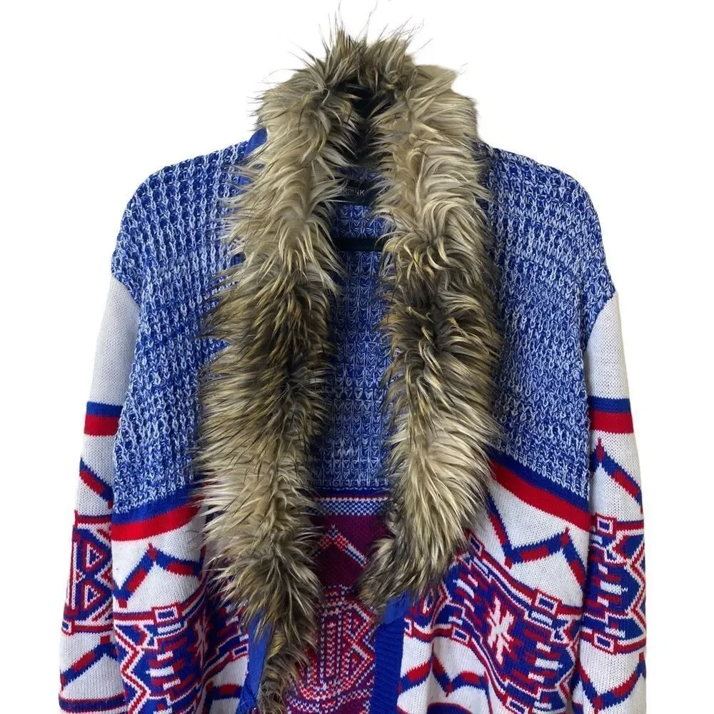MinkPink Faux Fur Open Sweater Cardigan Sz S - Picture 3 of 9